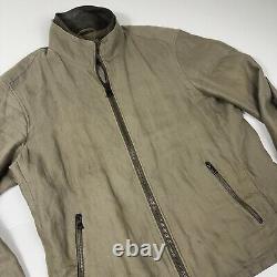 $898 John Varvatos Collection Suede Trim Full Zip Jacket 52 Cotton Metal