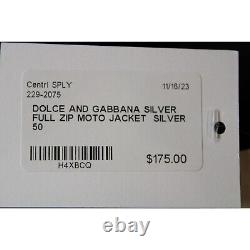 Dolce and Gabbana Full Zipped Moto Jacket Size 50 Men Silver H4XBCQ