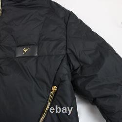 Giuseppe Zanotti IDRAKE Full Zip Bomber Jacket in Black with Gold Hardware XL