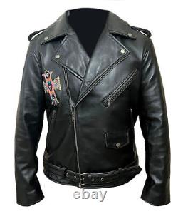 Guns N Roses Retro Biker Black Leather Jacket Axl Rose Paradise City