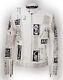 Handmade Men's White Full Studded Embroidery Patches Leather Jacket, Sale
