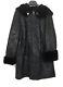 Lambskin Suede Shearling Hooded Winter Coat La Collezione Womens L Msrp$799
