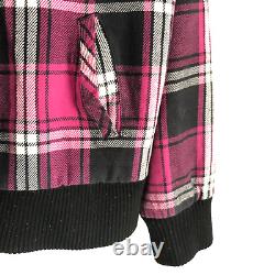 Metal Mulisha Women's Hoodie Jacket Size M Pink Plaid Heavy Flannel 100% Cotton