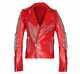 New Men Simple Silver Studded Red Biker Leather Jacket, Men Leather Jacket, Gift