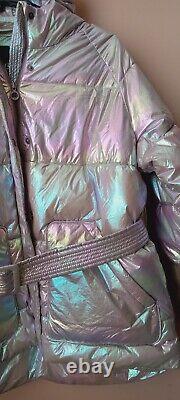 New Noize Tanzanite Bonita Metallic Silver Puffer Jacket Size L NWOT