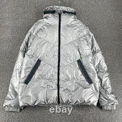 Nike Jacket Adult Medium Silver Metallic Duck Down Puffer Coat Hooded Mens