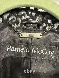 PAMELA McCOY LEOPARD SUEDE LEATHER GUM METAL METALLIC PRINT BLACK JACKET SIZE S