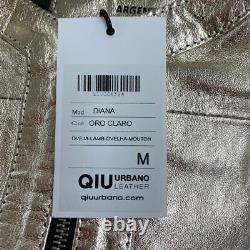 QIU URBANO LEATHER Diana Metallic Leather Jacket Women's Size M Gold