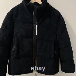 REBECCA MINKOFF Black Jacket Puffer Coat $368 Teddy Fuzzy Size S Zip RM-982