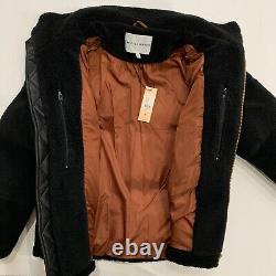 REBECCA MINKOFF Black Jacket Puffer Coat $368 Teddy Fuzzy Size S Zip RM-982