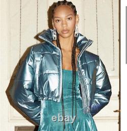 Urban Outfitters Taryn Metallic Cropped Puffer Jacket Size Large