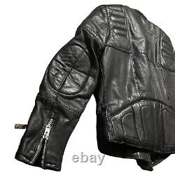 VTG Hein Gericke Men 42 Leather Jacket Black Biker Punk Zippers Quilt Lined 80s