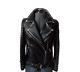 Women's Leather Jacket Black Full Silver Metal Spiked Studded Leather Jacket