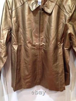 Women's winter Fall Metallic genuine leather jacket coat plus 28W30W32W US size