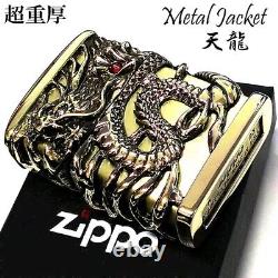 Zippo Armor Dragon Full Metal Jacket Brass Antique Gold Lighter Gorgeous Japan