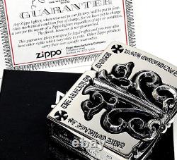 Zippo Oil Lighter Full Metal Jacket Silver Cross 3 Sided Etching Japan